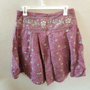 Fossil Lined Linen Blend Floral Print Skirt Size 6